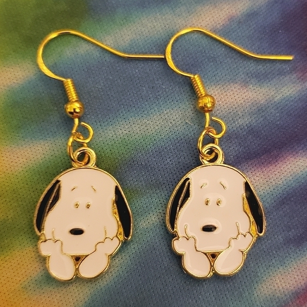 Handmade Small Peanuts Charlie Brown Snoopy Earrings